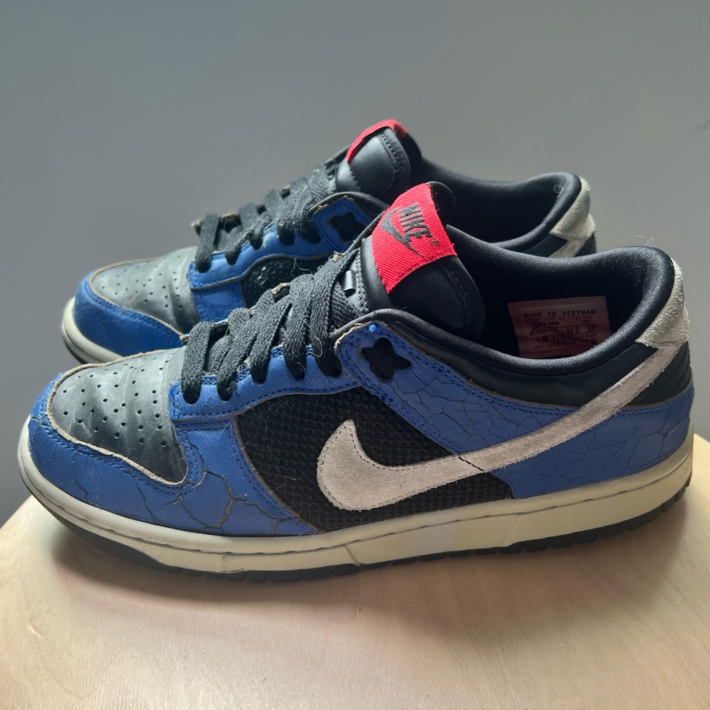 Nike Dunk Low Black Varsity Royal Cement 6y Sneakers